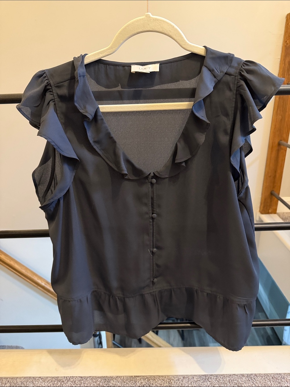 LOFT gray Ruffle Trim Sleeveless Camisole